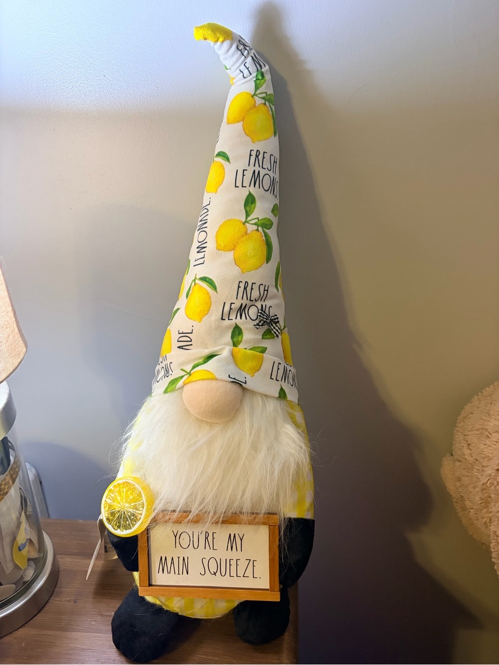 Rae Dunn New with Tags Lemon Gnome Plush Décor - Yellow